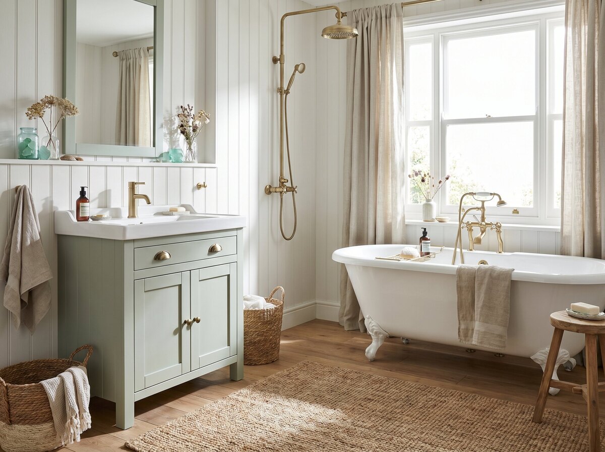 Coastal country bathroom — a finished example of the coastal country look.