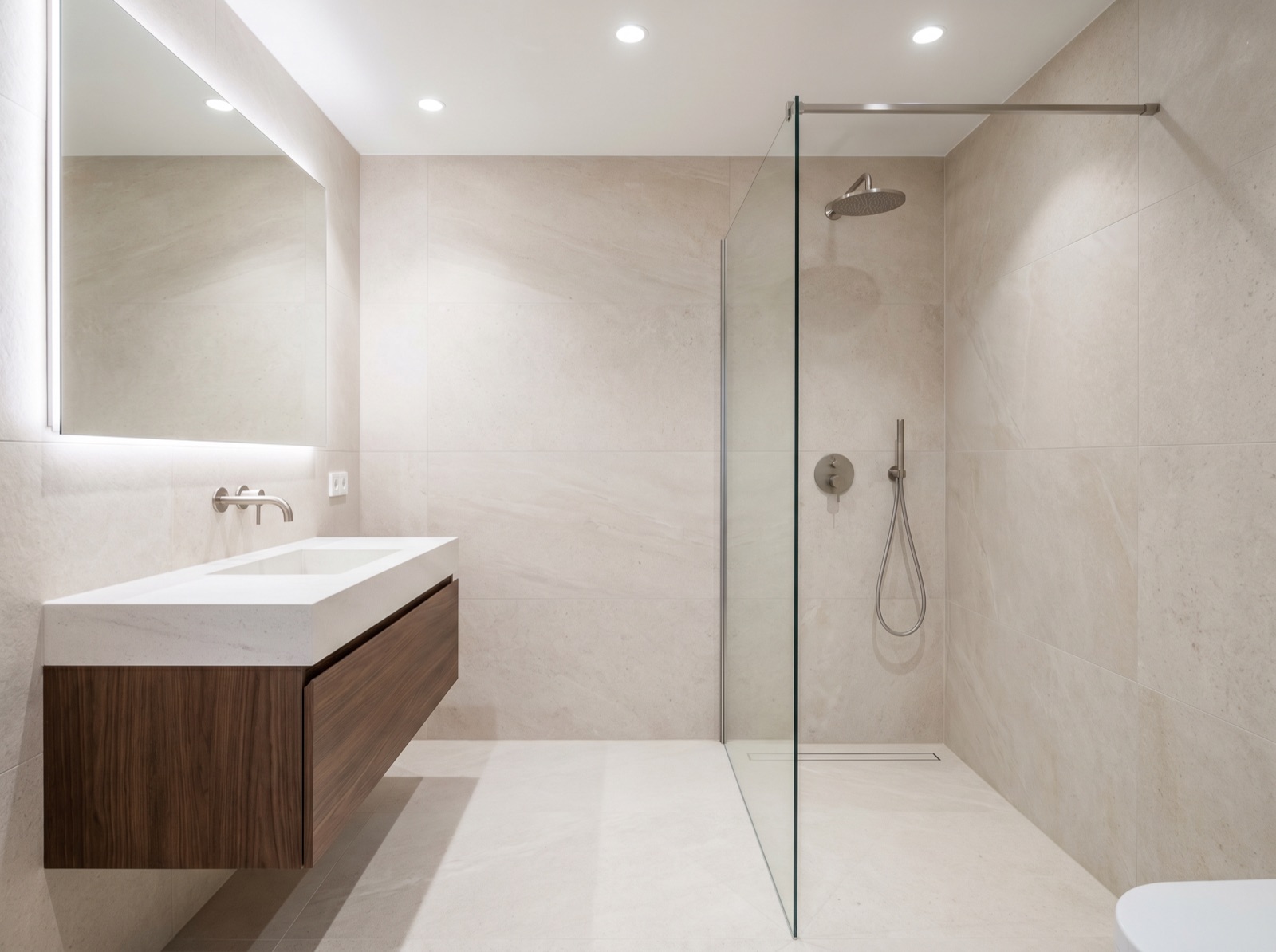 Contemporary bathroom — a finished example of the contemporary look.