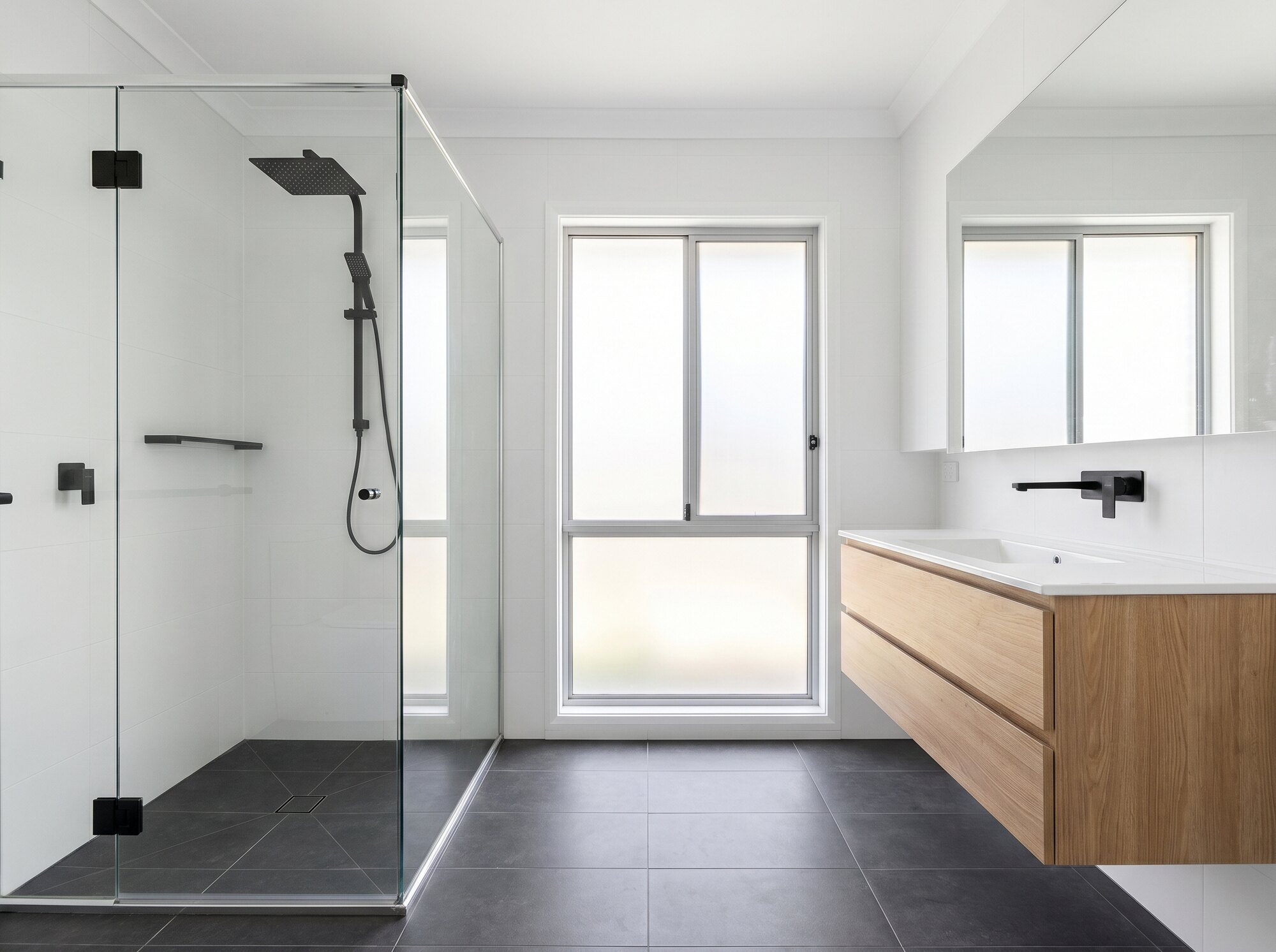 Modern bathroom — a finished example of the modern look.