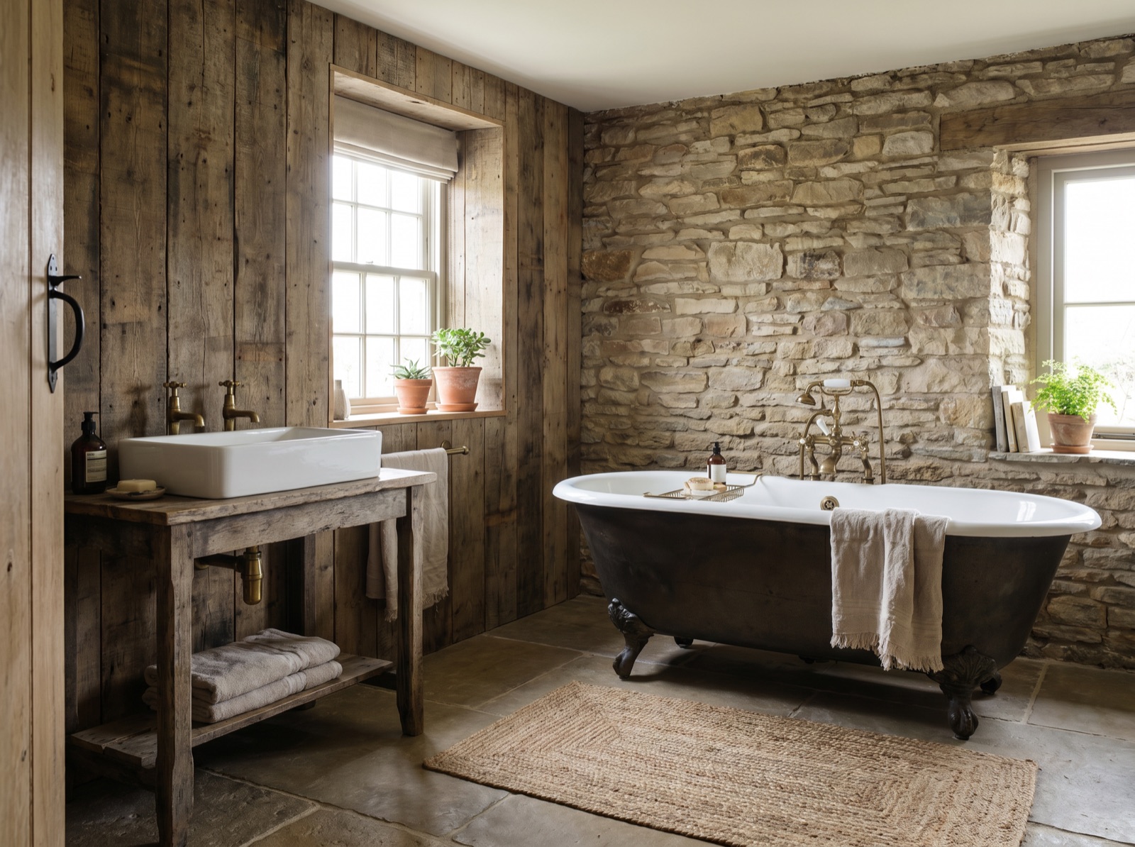 Rustic bathroom — a finished example of the rustic look.