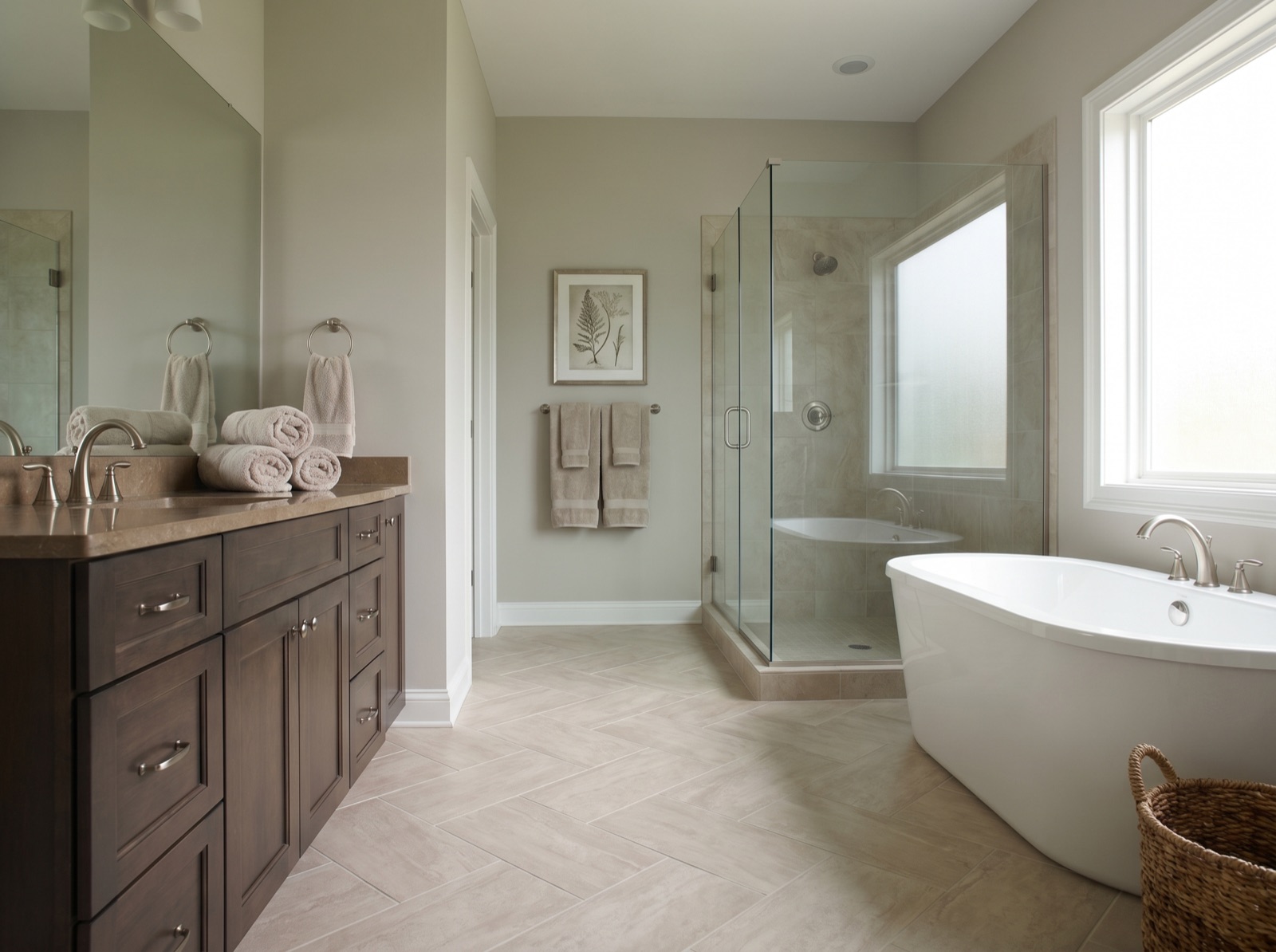 Transitional bathroom — a finished example of the transitional look.