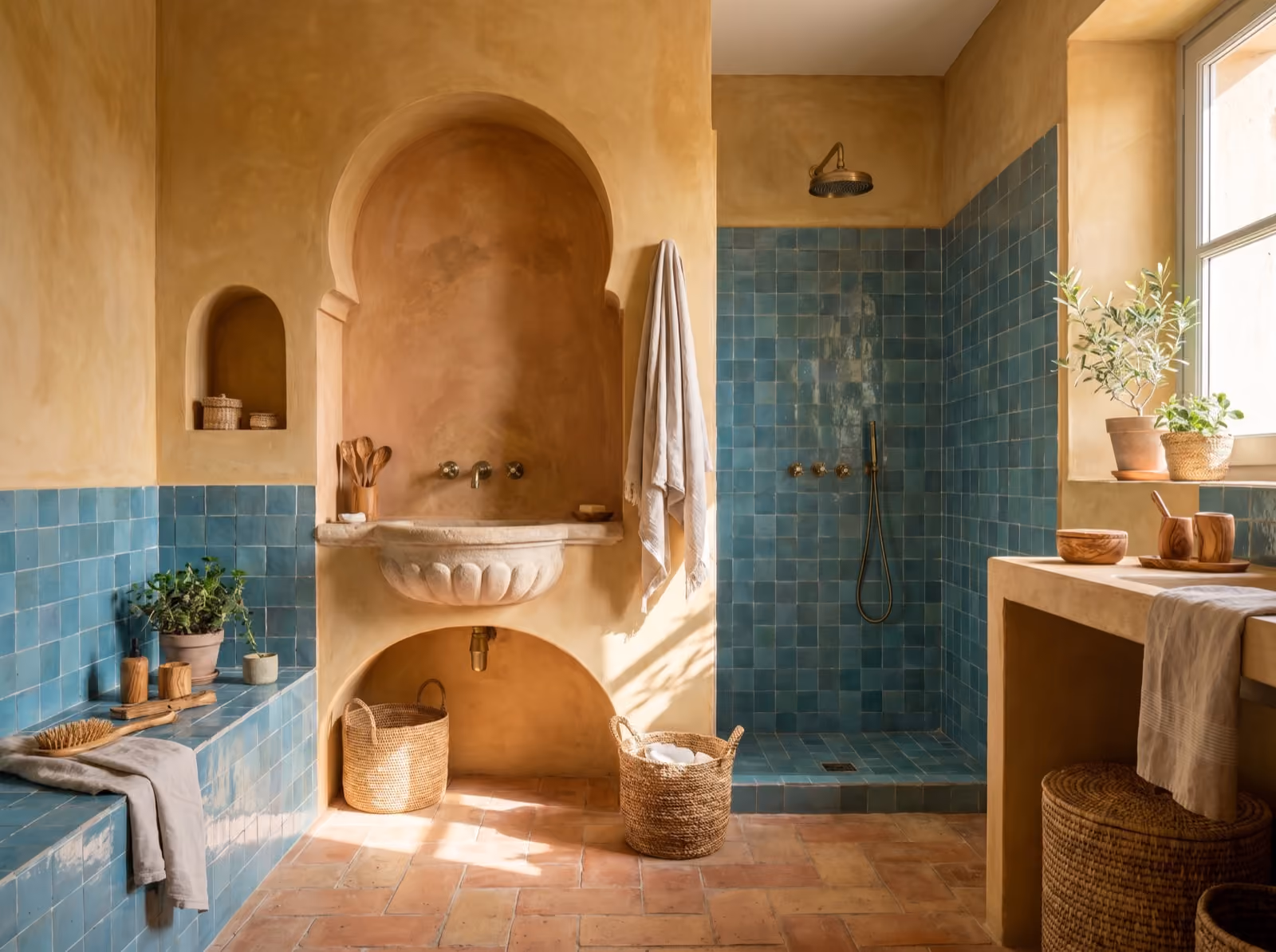 Mediterranean bathroom — a finished example of the mediterranean look.
