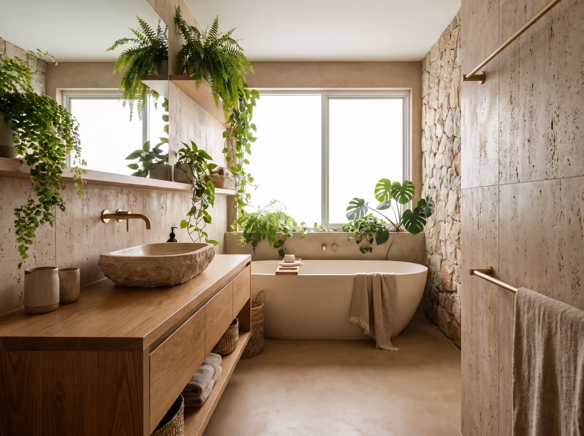 Natural bathroom — a finished example of the natural look.