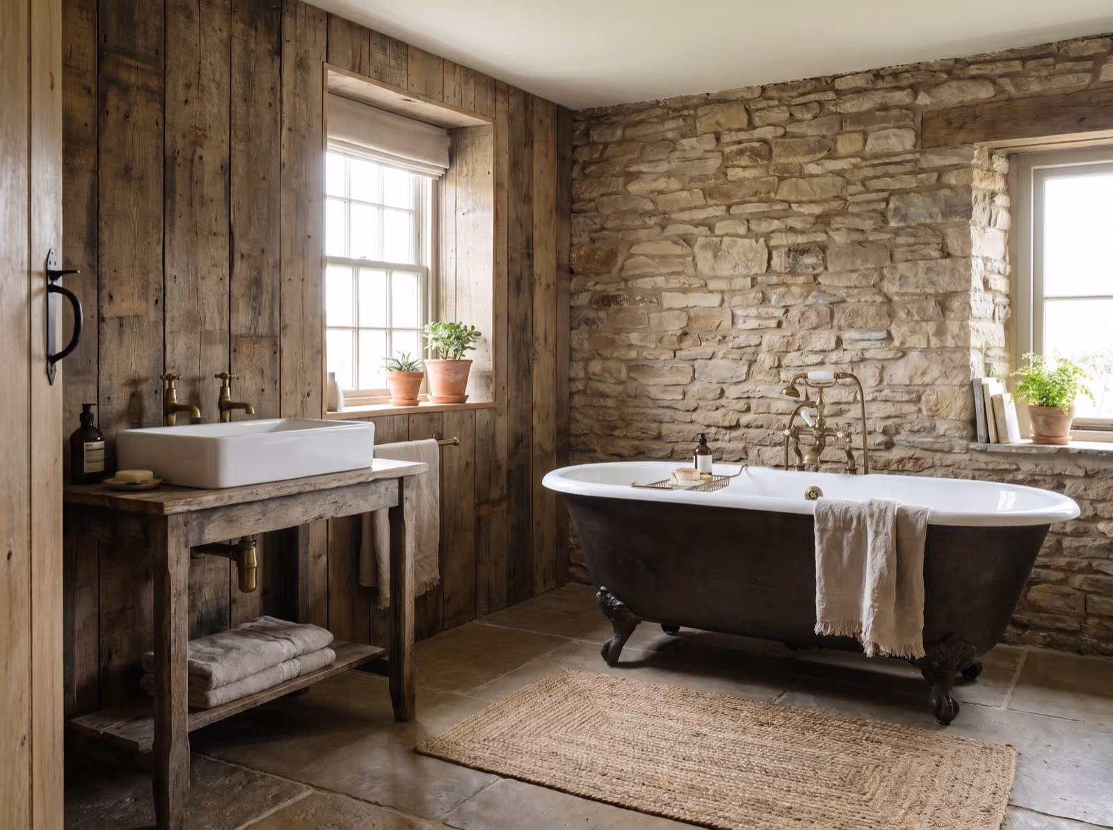 Rustic bathroom — a finished example of the rustic look.
